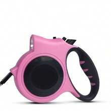[Retractable Leash] LED Retractable Dog Leash | 1pc 16ft | Durable PVC | Adjustable, Built-In Light | Dog Leash For Small & Medium Dogs | Nighttime Walks & Jogs - Pink - View 1