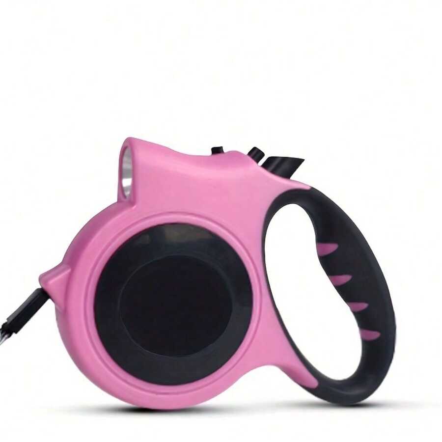 [Retractable Leash] LED Retractable Dog Leash | 1pc 16ft | Durable PVC | Adjustable, Built-In Light | Dog Leash For Small & Medium Dogs | Nighttime Walks & Jogs - Pink - View 1