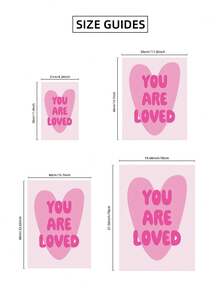 1幅无框“你被爱着”粉色爱心艺术画，励志墙饰，鼓舞人心的名言帆布画，适用于卧室、客厅、宿舍装饰海报，趣味海报，房间装饰，卧室墙饰，“你被爱着”名言，粉色爱心艺术，励志装饰 - 彩色 - 查看 9