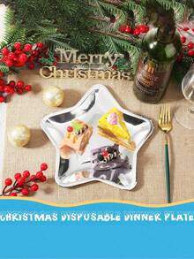 1/5件套创意星形餐盘，加厚星形设计，多件套装，适用于生日派对、蛋糕和小吃服务、节日聚会、摄影道具、独立日、生日开胃菜、甜点 - 彩色 - 查看 8