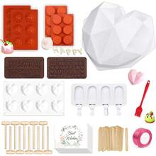 Luvan Set de 76 Moldes de Silicona para Chocolate, Kit de Repostería Flexible Antiadherente, para Chocolate,Caramelos, Postres y Manualidades, Sin BPA, Apto para Microondas, Horno y Lavavajillas - blanco - Ver 1