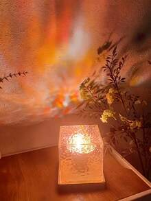 1pc 16-Color Aurora Wave Projection Night Light With Remote Control, Christmas Decor, Room Decor, Square Aurora Light, Ceiling Projector, Wave Cube Light, Suitable For Bedroom, Hallway, Bathroom, Flame Ambiance Bedside Lamp - Multicolor - View 5