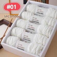 5pcs/Pack Chunky Knitting Yarn, Alpaca Knitted Blend, Handmade Sweater, Scarf, Jacket Knitting Supplies - 5-pack - View 14