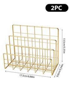 1/2pcs Industrial Style 3-Tier Metal Bookshelf - Modern Desktop Storage Rack, Sturdy And Durable, Suitable For Home, Office, Library Organization, Space-Saving, Can Be Used As Bookshelf And Magazine Rack - Multicolor - View 15