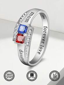 1pc S925 Sterling Silver Umbilical Cord Tie Garnet Birthstone Ring, Garnet Zirconia + S925 Silver Setting, Life's Blood Guardian Ring, Mother's Day/Birthday/Halloween/Christmas/Valentine's Day Gift, Comes With Gift Box - Birthstone - View 6