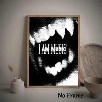 1Pc Pop Quotes Wall Arts Posters - A Black And White Contrast Design Style With Strong Visual Impact. Canvas Paintings. Suitable For Bedroom, Living Room, Study, Office, Music Classroom Wall Decoration Art. Printable Picture Posters.(No Frame/Framed)