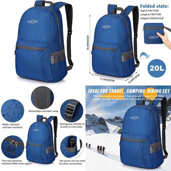 20L Foldable Backpack Water Resistant Daypack For Outdoor Walking