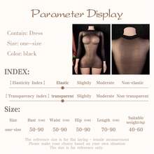 Long Sleeve Sheer Dress, Sexy Lingerie Jumpsuit, Polyamide Knit, Solid Color, No Padding, Adult Wear - 黑色 - 查看 2
