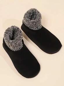 1 Pair Winter Black Floor Leg Warmers, Warm Leg Warmers With Thermal Lining, Thick Soft Bottom Non-Slip Indoor Sleeping Leg Warmers For Adults