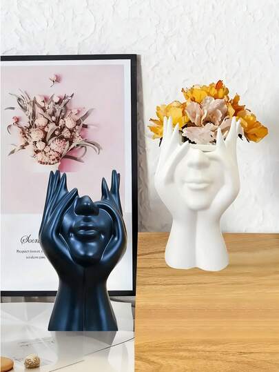 Handmade Creative Human Body Makeup Brush Holder - Unique Design, Desktop Cosmetic Storage Box, Anti-Slip Resin Statue Decor, Suitable For 11 Holidays