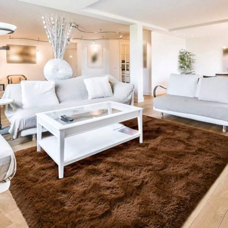 Terrug - Alfombras esponjosas para sala de estar recámara alfombra de área de café de 5 x 7 pulgadas alfombra lavable de felpa súper suave mullida antideslizante linda alfombra moderna para - C y f - Ver 1