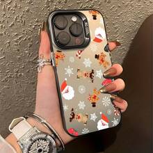 Funda de Teléfono Plateada Estética de Reno de Navidad y Hombre de Jengibre, Cubierta Protectora a Prueba de Golpes para Apple 16 11 15 14 13 12 Pro Plus, Regalo de Navidad Lindo para Mujeres, Hombres, Adolescentes y Chicas - Colores mixtos - Ver 3