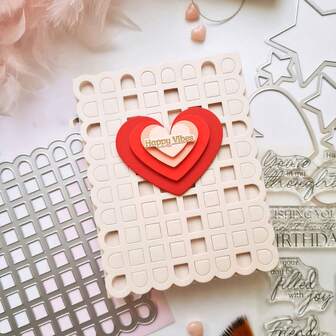 1 pieza Plantilla de corte en forma de rejilla en abanico de color gris plateado metálico, plantilla de tallado de papel, troquelado de metal para hacer tarjetas, scrapbooking, manualidades de álbumes de recortes y decoración