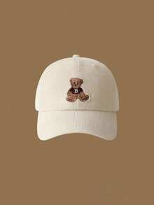 1pc Cute Bear Pattern Baseball Cap, Lightweight & Comfortable, Embroidered Bear Design, Adjustable Size, Unisex, Retro Winter Hat - Multicolor - View 8