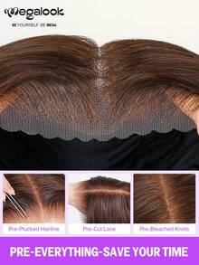 MEGALOOK 6X5 Pre-Cut Lace Invisible Knot Glueless Wig #4 Color Wavy Curly Hair Pre-Plucked Hairline Human Hair Wig Suitable For Beginners Glueless All-Day Comfortable Natural Hairline Invisible Wig For Daily Wear - S4 - View 10
