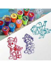 1 Set/10pcs Paw Patrol Stamp Set, Teacher Classroom Reward Stamps, Suitable For Birthday Party Favors Gifts, Fun Stamps For Notebook Stamping And School Homework (Random Styles) - Multicolor - View 3