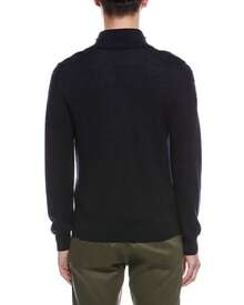 Bruno Magli Textured 1/4-Zip Merino Wool Mock Neck Sweater - Navy - 查看 3