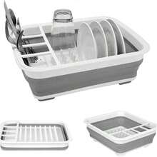 Collapsible Dish Rack For Drying Dishes, Space-Saving And Foldable Design With Versatile Removable Components, Dinnerware Storage Organizer For Small Kitchen Spaces - Xám - Xem 9