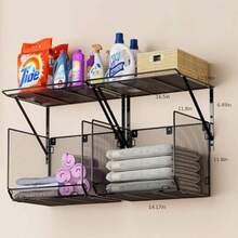 BAIRUI 2-Pack Laundry Storage Organizer with Drying Rack for Clothes Wall-Mounted Laundry Shelf Unit for Laundry Room Organization and Space Saving Storage Solution in Bathroom or Utility Area - como en la foto - Ver 3