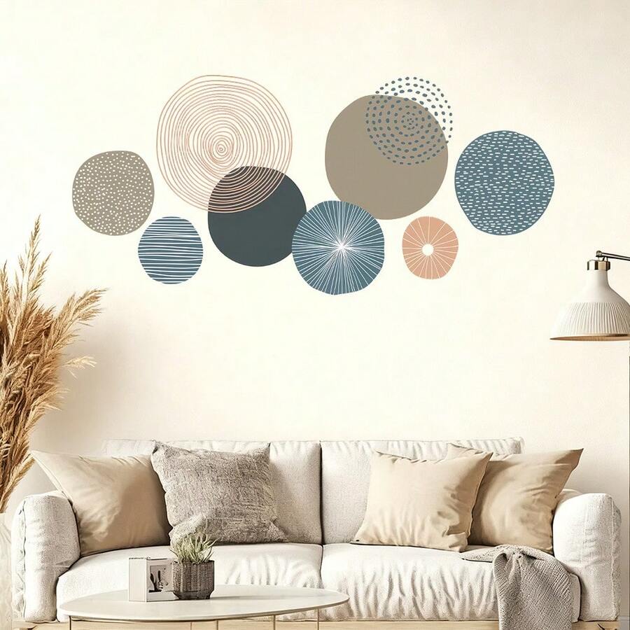 1 miếng dán tường hình vòm, miếng dán tường phòng khách chấm bi tròn phong cách Bohemian, miếng dán tường bằng nhựa vinyl, miếng dán tường có thể tháo rời, bóc ra và dán. - Nhiều màu - Xem 1