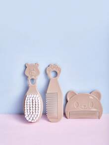 3件套婴儿梳子和刷子套装，适合新生儿和幼儿，温和护理头发，便携式婴儿护理套装，柔软按摩头皮梳子 - 彩色 - 查看 15