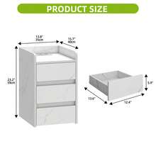 BALCONERA Bedside Table With 3 Drawers & Power Station, Nightstand End Table, Water-Resistant Storage Side Table, 35x40x59cm - - Antique White - View 3