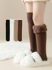 1 双儿童厚羊毛过膝袜，羊毛腿套，女童袜子，秋冬 - 彩色 - 查看 10