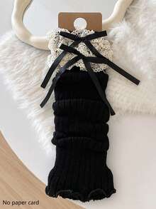 1/2/4/6双装女士彩色蝴蝶结蕾丝边过膝保暖腿套，可爱时尚，适合春、夏、秋、冬四季穿着 - 彩色 - 查看 12