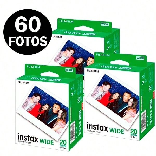 PACK 60 PELICULAS INSTAX WIDE - FUJIFILM- 60 FOTOS (3 paquetes de 20) - Blanco - Ver 1