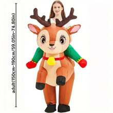 彩色铃铛驯鹿充气骑乘服 - 趣味互动道具，逼真可爱，适合动漫展/学校庆典/摄影/圣诞节/万圣节及各种节日活动的团队建设派对服装，完美惊喜礼物，男女通用均码，四季皆宜 - 橘色 - 查看 3