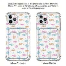 Soporte para tarjetas transparente con diseño de peces pequeños, resistente a golpes en las cuatro esquinas, compatible con phone 16 Pro Max/16 Plus/16 Pro/16, 15 Pro Max/15 Plus/15 Pro/15, 14 Pro Max/14 Plus/14 Pro/14, 13 Pro Max/13 Pro/13/13 Mini, 12 Pro Max/12 Pro/12/12 Mini, 11 Pro Max/11 Pro/11, XS Max/XR/X/XS - Colores mezclados - Ver 5