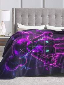 Kawss Kawaii Kaw Blanket Premium Anime Throw Blanket - Ultra Soft Flannel, Cartoon Print, Ideal Gift For Fans For Christmas & Birthday, For Sofa, Bed, Camping & Travel - 黑色 - 查看 6