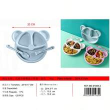 Juego de 3 platos divididos para niños - Azul - Celeste - Ver 3