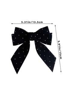 1pc Women's Velvet Rhinestone Double Layer Bow Hair Clip, Versatile For Any Occasion, Claw Clips, Hair Claws, Hair Slide, Hair Barrettes