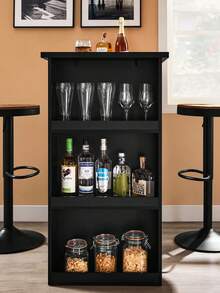 SoBuy FWT17-W, Kitchen Dining Table, Bar Table Coffee Table With 3-Tier Storage Rack, White - Black - View 4