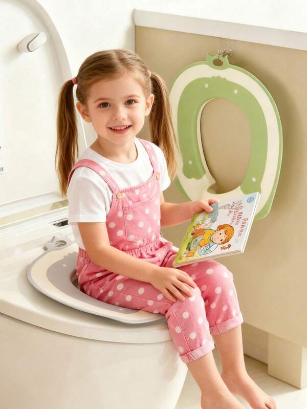 1pc Plastic Coated Children's Toilet Seat, Easy Non-Slip Baby Potty Training Toilet Seat, Infant Toilet Training Cushion