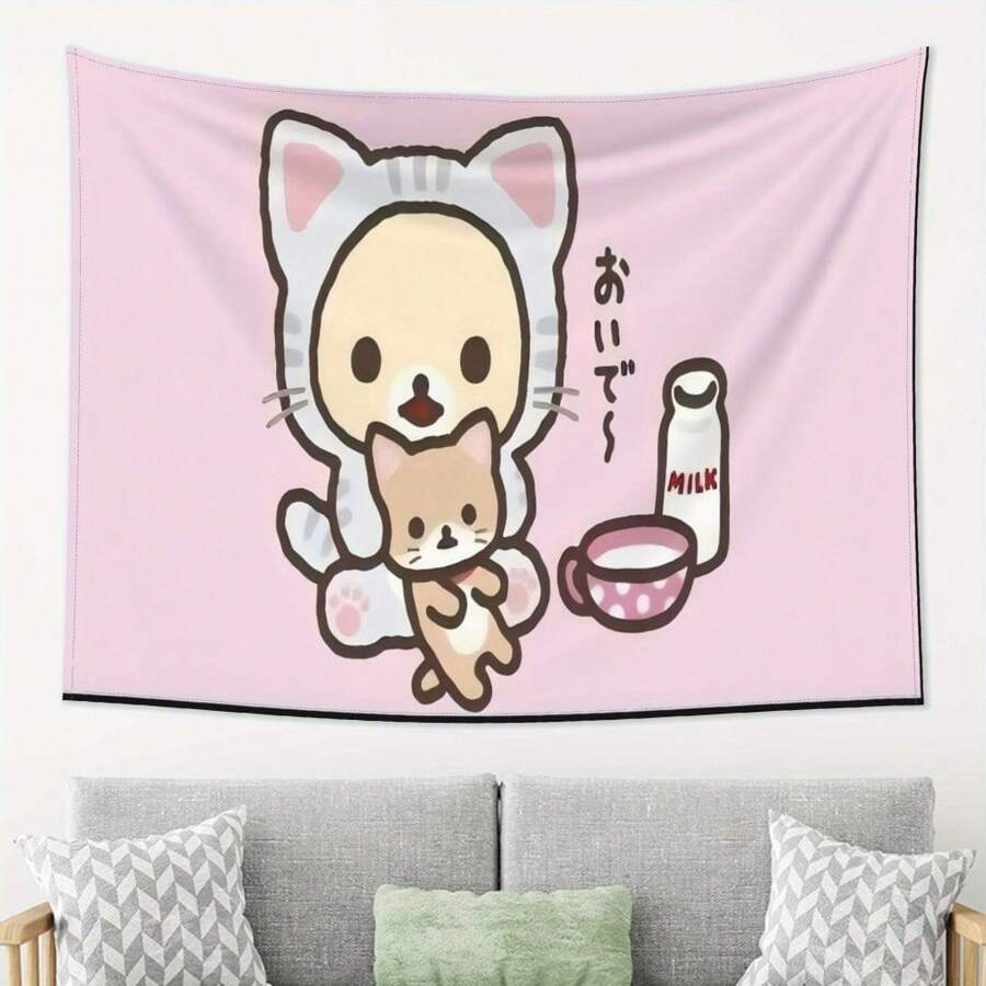 [JIT]Korilakkuma Printed Tapestry, Suitable For Living Rooms, Bedrooms, Offices, Home Rooms, Party Decoration, Live Streaming Tapestry Fabric, No Installation Required For Party Room Decoration - Nhiều màu - Xem 1