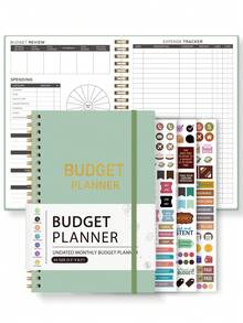 Sổ tay lập kế hoạch ngân sách hàng tháng, 112 trang, thiết kế đơn giản dành cho người bị ADHD, có chức năng theo dõi tiết kiệm và nợ, biểu đồ chi tiêu và các ngăn trong suốt, giúp tiết kiệm dễ dàng, đồ dùng văn phòng phẩm và học tập, quà tặng văn phòng phẩm cho nam và nữ. - màu xanh lá - Xem 11