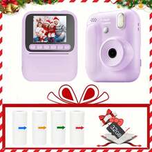 Christmas Limited Edition,Kids Camera Instant Print, Selfie Digital Camera For Kids With 4 Print Paper , 16X Digital Zoom Cameras For Vlogging 2.4''IPS Screen Rechargeable Camera Photography Professional,1080P HD Kids Digital Camera With 4 Print Paper Nstant Print Toy IChristmas Birthday Gifts For Toddler And Teenagers Age 3-16 Purple