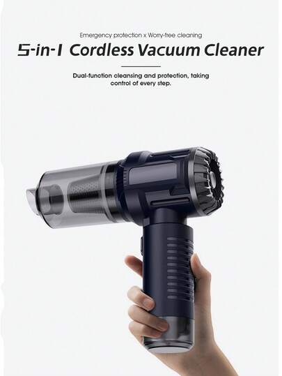 Easypie Selection Aspiradora de coche sin escobillas, aspiradora de mano inalámbrica, con rompedor de ventanas, modelo portátil inalámbrico mini para coches, aspiradora de mano doméstica de alta potencia, con succión y soplado integrados. Potencia de succión de 12000Pa, ajustable en marchas alta y baja. Batería de larga duración