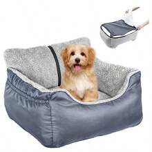 Dog Car Seat For Small Dogs, Soft Pet Car Travel Home Bed Under 25 Lbs, Fully Detachable And Washable Cat Booster Carseats With Storage Pockets And Clip-On Leash Portable Carrier - Red - View 8