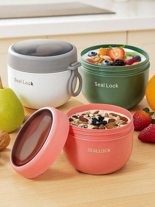 Tazza per porridge, tazza per yogurt portatile, bento box, scatola pranzo per la scuola, tazza per colazione con coperchio, cucchiaio e manico in silicone, contenitore per alimenti, borsa per il pranzo, contenitore per alimenti a tenuta stagna, adatto per casa, cucina, scuola, ufficio, viaggi e picnic all'aperto, forniture per il ritorno a scuola