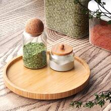 Bamboo Lazy Susan Turntable Organizer, Kitchen Spice Rack & Living Room Snack/Cosmetic Storage, Non-Slip Rotating Tray, Home Essential - 原木色 - 查看 8