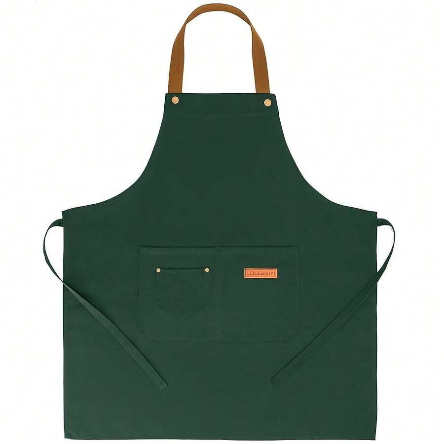 3 Pack Chef Apron Waterproof Adjustable With 2 Pockets For Men Women, Apron For CooFKing BaFKing Restaurant{Inchcolor_nameinch:InchGreenx1inch} - Greenx1 - Xem 1