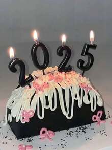 白色、黑色、银色小数字生日派对主题周年纪念蛋糕装饰蜡烛 - 黑色 - 查看 10