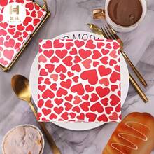 20/40Pcs Valentine's Day Red Heart Printed Napkins – Romantic Disposable Paper Napkins For Wedding, Dinner Party, Valentine's Celebration, Dessert Table Decor, Elegant Tableware For Romantic Occasions Valentine's Day Red Heart Napkins