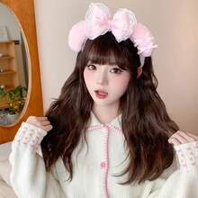 Sanrio Diadema de estilo dulce y de moda Sanrio Kuromi My Melody, diadema de peluche de anime lindo con estilo de princesa, incluye accesorios, suministros para el dormitorio y el baño para volver a la escuela, accesorios para el cabello