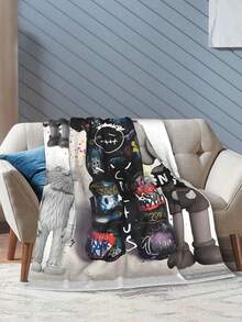 Kawss Kawaii Kaw Blanket Anime Themed Comfort Blanket - Soft Flannel Throw, Perfect Gift For Fans, For Christmas, Birthday, Halloween, For Cozy Home Use & Camping Trips - 黑色 - 查看 7