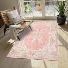 Pink Rug 3x5,Washable Area Rugs For Bedroom Living Room Kitchen Entryway,Small Boho Vintage Bohemian Distressed Non Slip Carpet,Blush - 粉色 - 查看 7