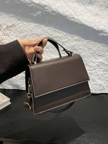 Neue Vintage Damen Handtasche, elegante und modische einfarbige lässige Klappe kleine quadratische Umhängetasche, Schulter Umhängetasche für den Arbeitsweg - Kaffeebraun - Übersicht 12